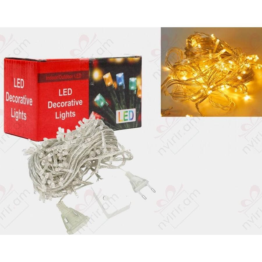 LED տոնական գիրլյանդ 10 մ՝ Ջերմ սպիտակ լույսեր՝ տոնածառի կամ պատուհանի համար